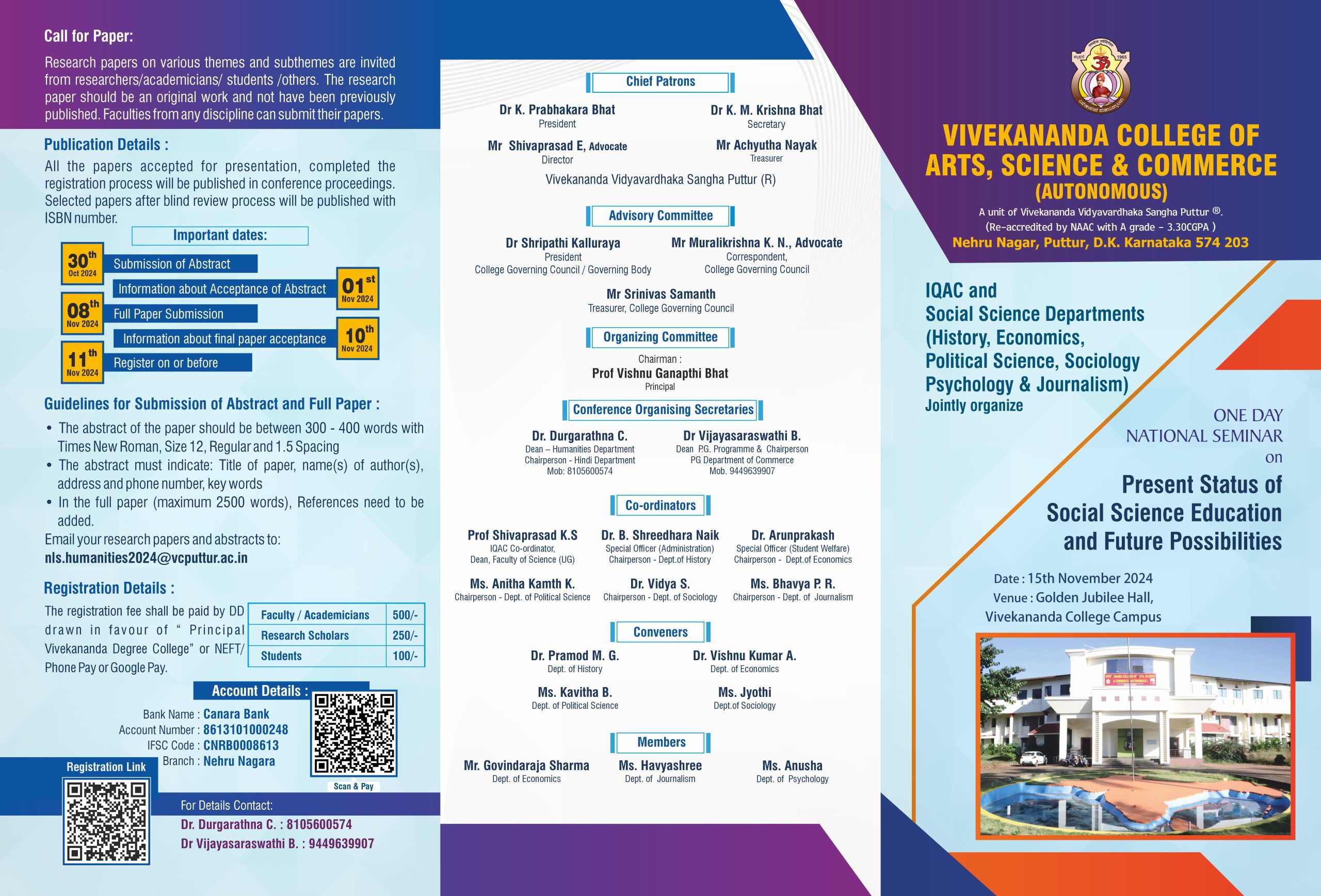 SOCIAL SCIENCE REALTED ONE DAY NATIONAL LEVEL SEMINAR ON 15.11.2024 ...